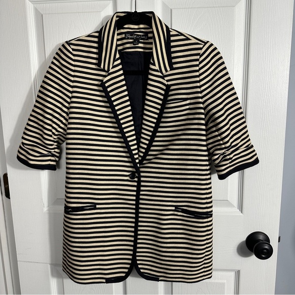 Elizabeth and James blazer, elbow length sleeves, cream/black, size 4 - Picture 1 of 15
